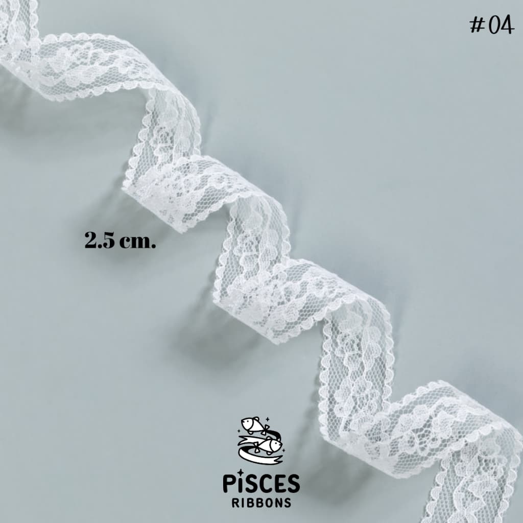 Classic White Lace Ribbon” – ริบบิ้นลูกไม้สีขาวพรีเมียม ลูกไม้สีขาว หลากหลายขนาด สำหรับ DIY ปักชายผ้า รูปที่ 9