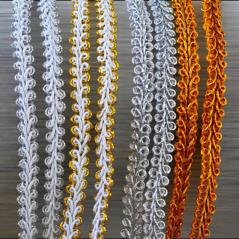 ดิ้นหยักโค้ง ดิ้นตะขาบ ยาว 5 หลา ขนาด 5 มิล และขนาด 8 มิล ดิ้นเชือกตกแต่งDIY งานฝีมือเหรียญโปรยทาน รูปที่ 3