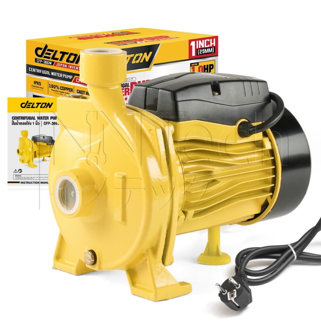 DELTON ปั๊มน้ำหอยโข่ง ปั๊มน้ำ 750W 1HP ขนาด 1 นิ้ว 1 แรงม้า Centrifugal Water Pump ใบพัดใหญ่ x2 รุ่น CFP-366W รูปที่ 8