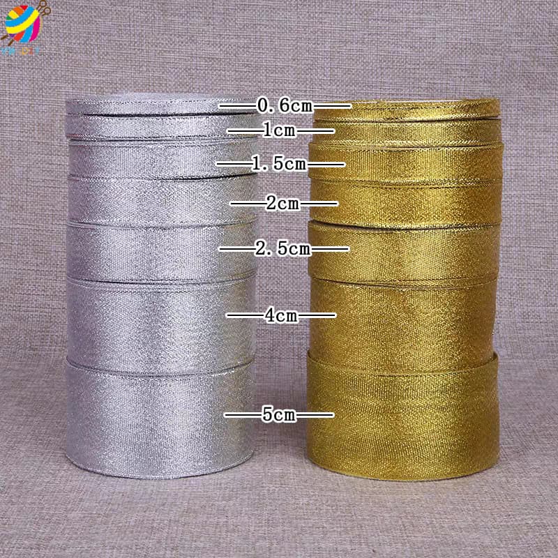 ริบบิ้นสีทองสีเงินแฮนด์เมด Diy 0.6/1/1.5/2/2.5/4/5cm ริบบิ้นห่อของขวัญ ริบบิ้นอเนกประสงค์ ริบบิ้น รูปที่ 4