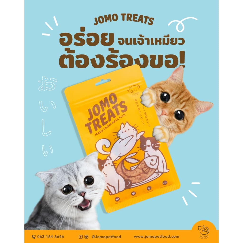 ขนมแมว JOMO Treats มินิแซลมอนและปลาเนื้อขาวสไลด์ ขนาด 25 กรัม 3 ซอง รูปที่ 2