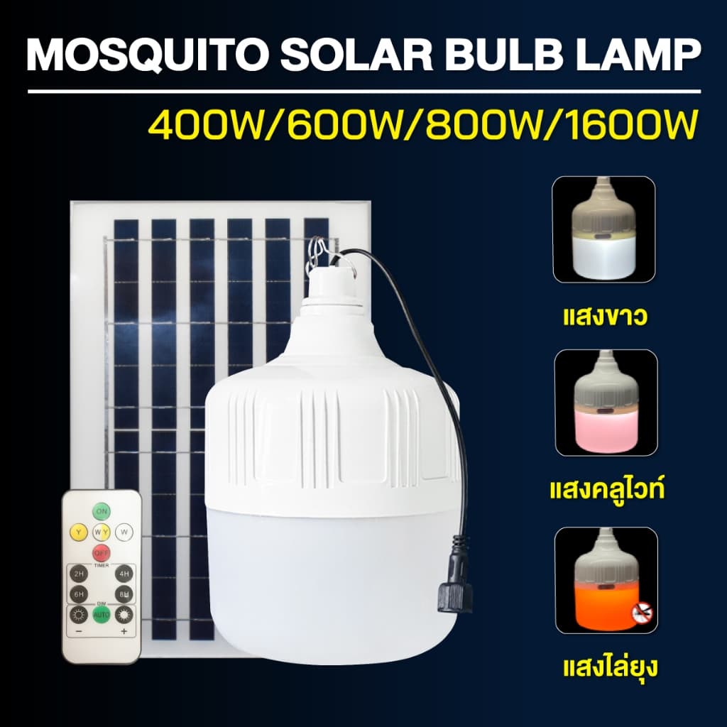 ไฟตุ้มโซล่าเซลล์ LED 400W 600W 800W พร้อมแผงโซลาร์เซลล์ Solar Cell ไฟพลังงานแสงอาทิตย์ แขวนได้ พกพาสะดวก รูปที่ 1