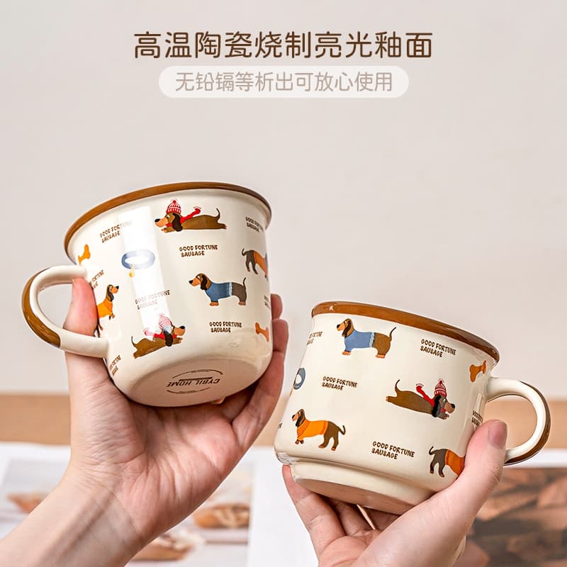 แก้วกาแฟ แก้วเซรามิค สวยน่ารักมาก แก้วที่มีรูปสุนัข มีความจุ 350ML แก้วที่ทนต่อความร้อน แก้วมัค ถ้วยกาแฟ รูปที่ 4