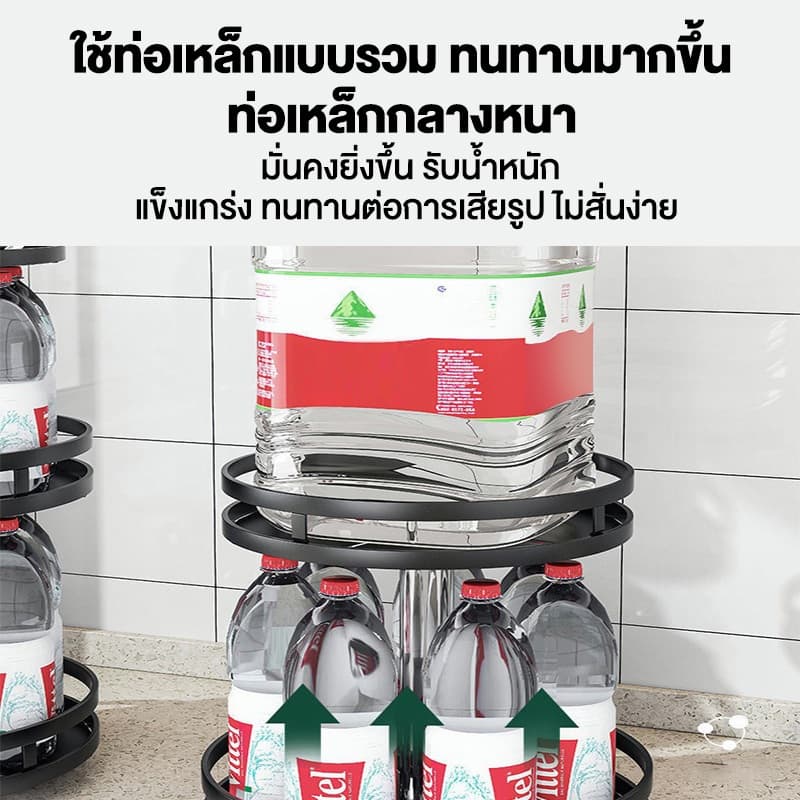 KANO ชั้นวางเครื่องปรุง1-3ชั้น หมุนได้ 360° ชั้นวางเครื่องปรุงในครัว วัสดุโลหะที่แข็งแรง กันน้ำ กันสนิม ชั้นวางของในครัว รูปที่ 3