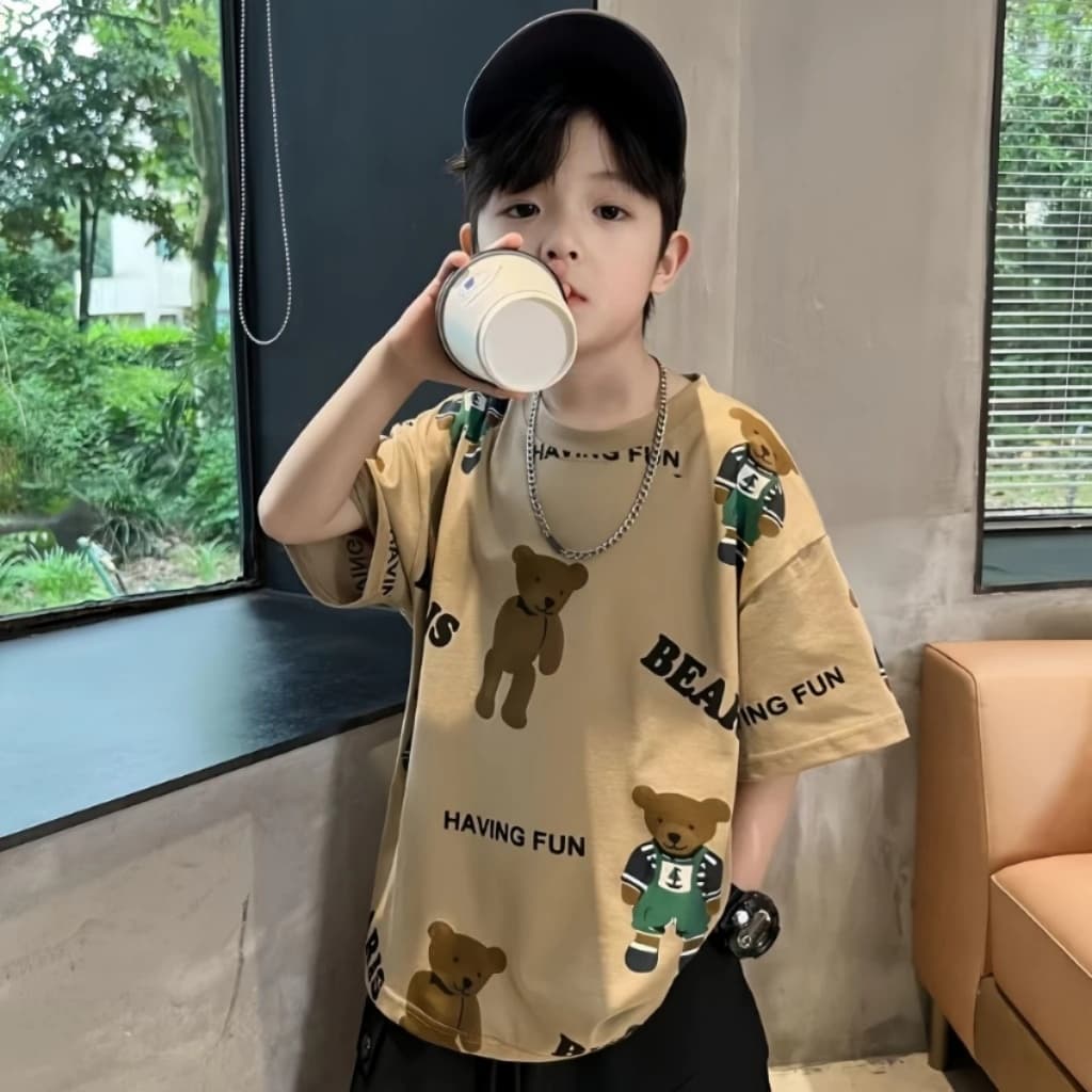 Beryl kidsเสื้อยืดแขนสั้นเด็กเสื้อคอกลมแฟชั่นฤดูร้อน หลวมและลำลอง พิมพ์การ์ตูน เสื้อเด็กชายหล่อๆ รูปที่ 4