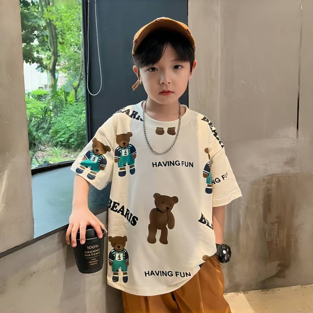 Beryl kidsเสื้อยืดแขนสั้นเด็กเสื้อคอกลมแฟชั่นฤดูร้อน หลวมและลำลอง พิมพ์การ์ตูน เสื้อเด็กชายหล่อๆ รูปที่ 6