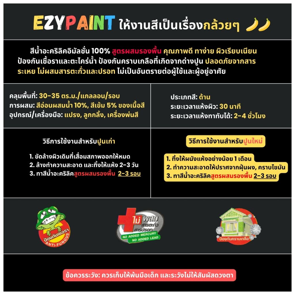 EzyPaint สีทาบ้าน All-IN-1 สีทับหน้าและรองพื้นในตัว ทาผนัง ทาฝ้า สำหรับภายใน ขนาด 3.5 ลิตร รูปที่ 9