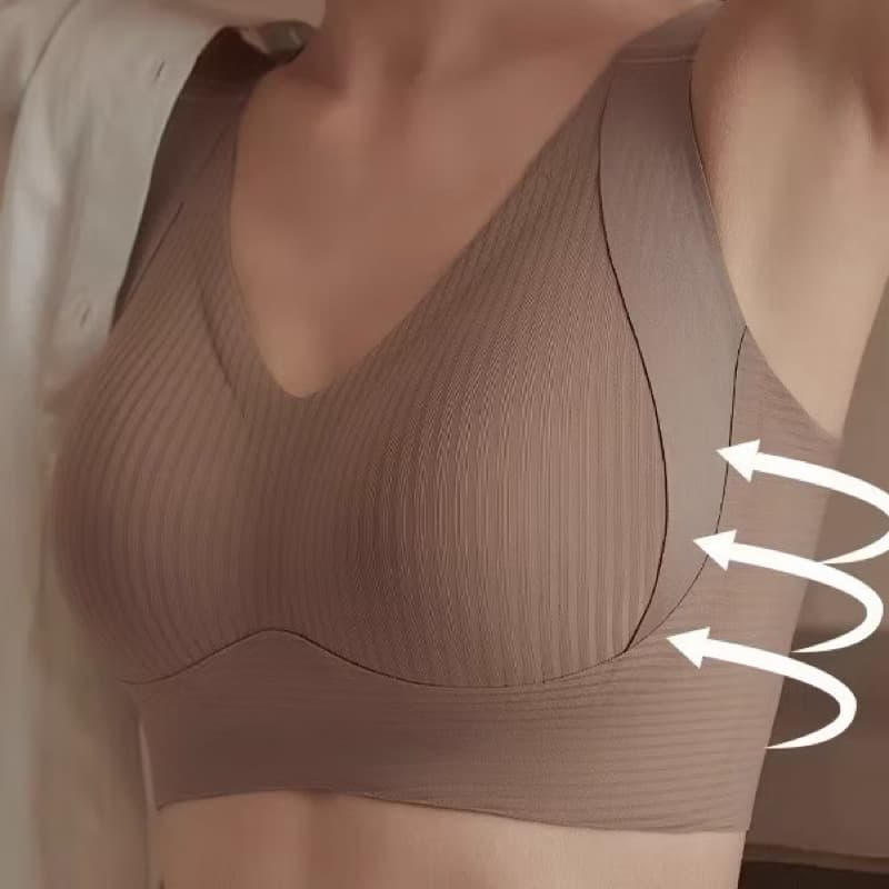 B250#M-3XL ยกทรงผู้หญิงพลัสไซส์ ไร้ขอบ สวมใส่สบาย เนื้อผ้านุ่ม จัดแต่งทรงได้ดี ไร้รอยต่อ ถอดฟองนํ้าได้ ไม่มีโครงเหล็ก รูปที่ 5