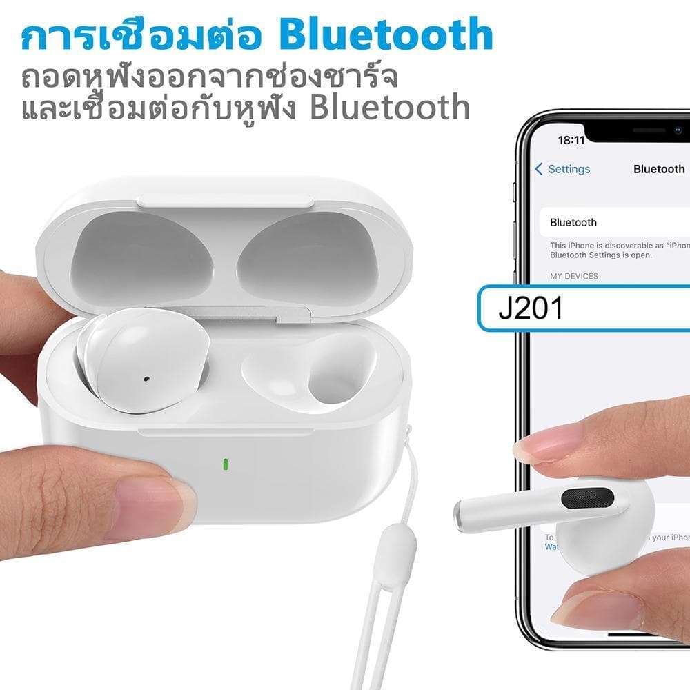 WRICH หูฟังไร้สาย J201 รุ่นอัพเกรด A6 Pro หูฟัง Bluetooth หูฟังบลูทูธ 5.3 พร้อมไมโครโฟนในตัว เสียงดี IPX5 ลดเสียงรบกวน รูปที่ 2