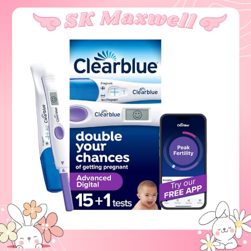 Clearblue Advanced Digital Ovulation Test สีม่วง พร้อมเครื่องอ่านค่าการตกไข่แบบดิจิตอล 15 เทส+ตรวจการตั้งครรภ์1เทส รูปที่ 1
