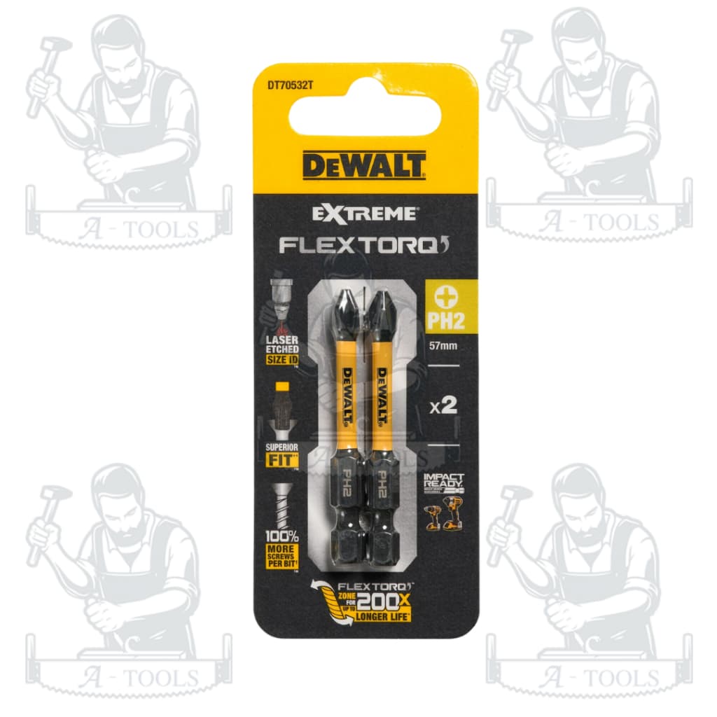 DEWALT ดอกไขควง PH2 FLEXTORQ รุ่น DT70532T-QZ ขนาด 57 มิล X2 ชิ้น ชนิดแข็งแรงพิเศษ ของแท้ รูปที่ 3