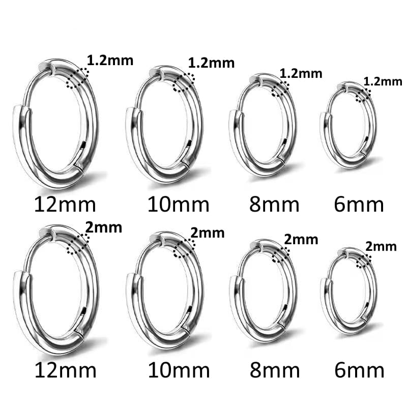 ต่างหูแบบห่วง สแตนเลสแท้ ไม่คัน เหมาะสำหรับช้เป็นBody Piercing Stainless Steel Hoop Earrings Surgical Hypoallergenic 1pc รูปที่ 6
