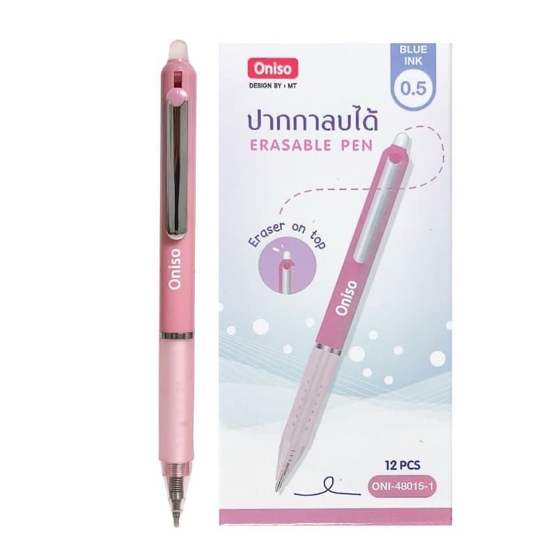 Oniso ปากกาลบได้ หมึกน้ำเงิน 0.5 มม.รุ่น oni-48015 ด้ามจับสัมผัสนุ่ม คลิปโลหะ โอนิโซะ erasable gel pen รูปที่ 2