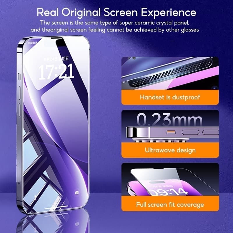 ฟิล์มกระจก สำหรับ iPhone 17 Air 17promax 16 11 15 14 12 13 Pro Max 13pro 6 7 8 Plus XR X XS มีเครื่องกำจัดฝุ่นอัตโนมัติ รูปที่ 5