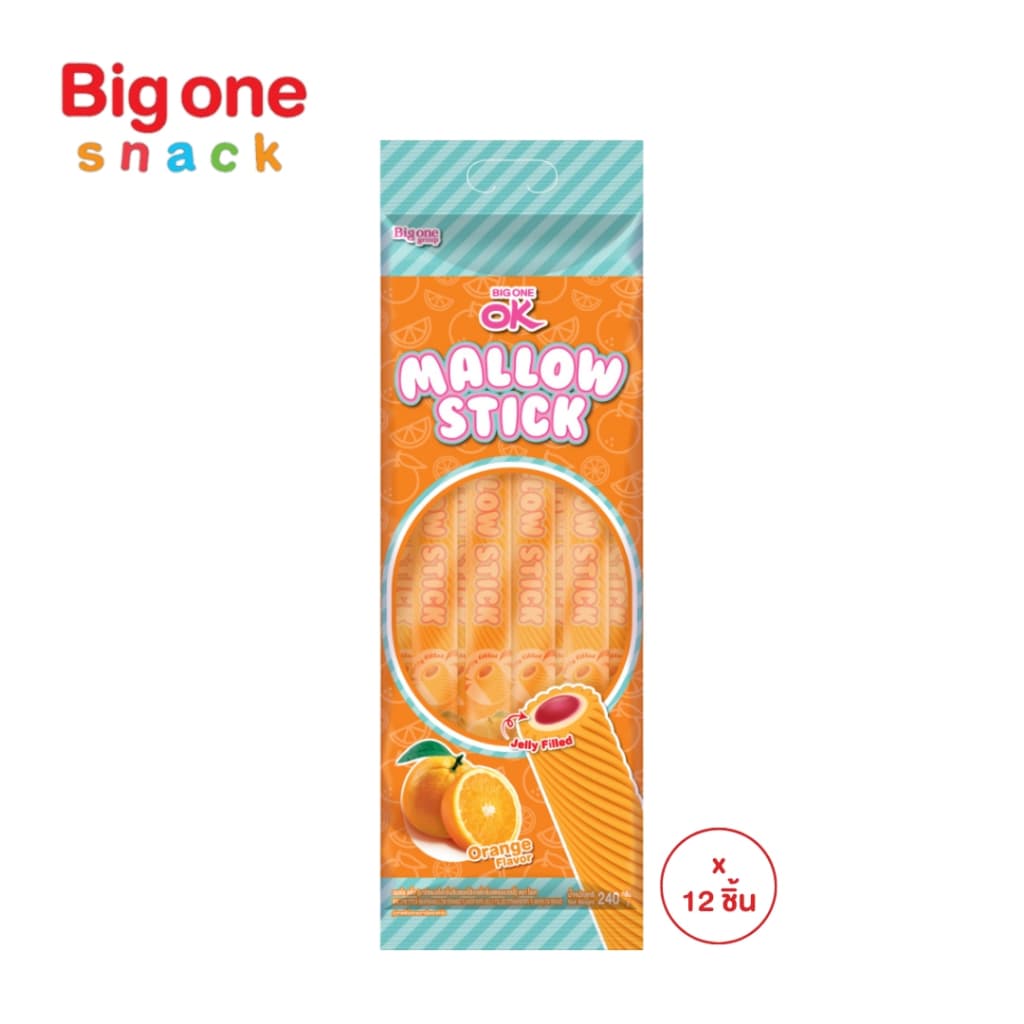 โอเค แมลโลสติ๊ก มาร์ชแมลโลกลิ่นผลไม้สอดไส้เจลลี่​240ก.​ OK MallowStick Marshmallow Fruit Flavor with Jelly Filling 240g. รูปที่ 5
