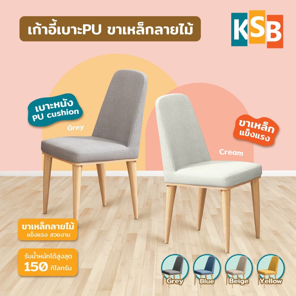 เก้าอี้มินิมอล เก้าอี้กินข้าวสไตล์คาเฟ่ นั่งทำงานในออฟฟิศ เบาะPU รุ่นMC-05 รูปที่ 1