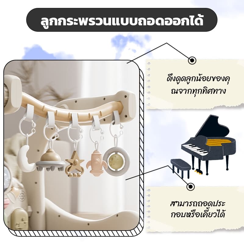 เพลยิม เพลยิมเด็ก เพลยิมโมบาย เพลยิมเปียโน 3in1 ปรับเป็นรถหัดเดินได้ รถหัดเดินเด็ก รถผลักเดิน รถเข็นหัดเดิน รูปที่ 9