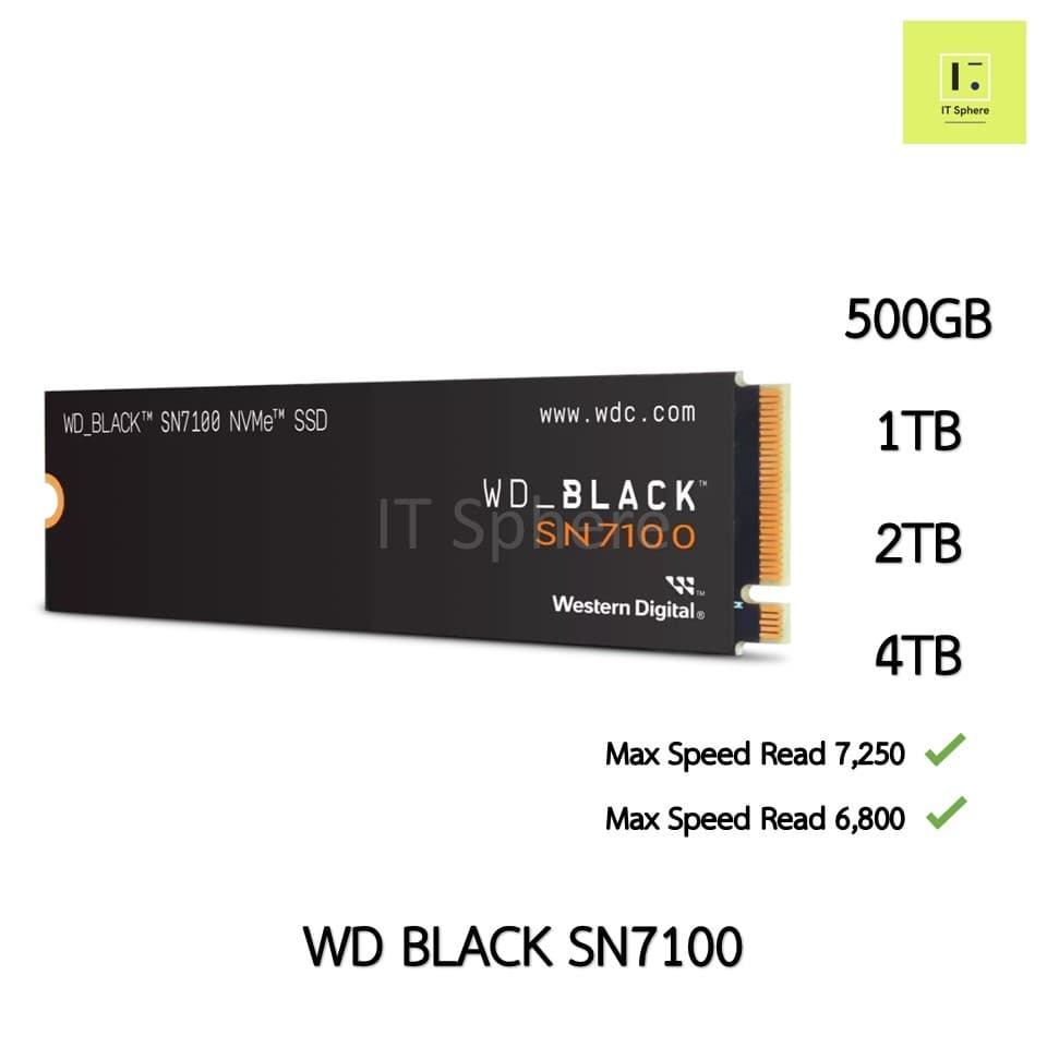 [GEN4] SSD M.2 WD BLACK SN7100 1TB NVMe GEN 4 เอสเอสดี SN 7100 SNWDS200T4X0E WDS100T4X0E WDS500G4X0E ไอที สเฟียร์