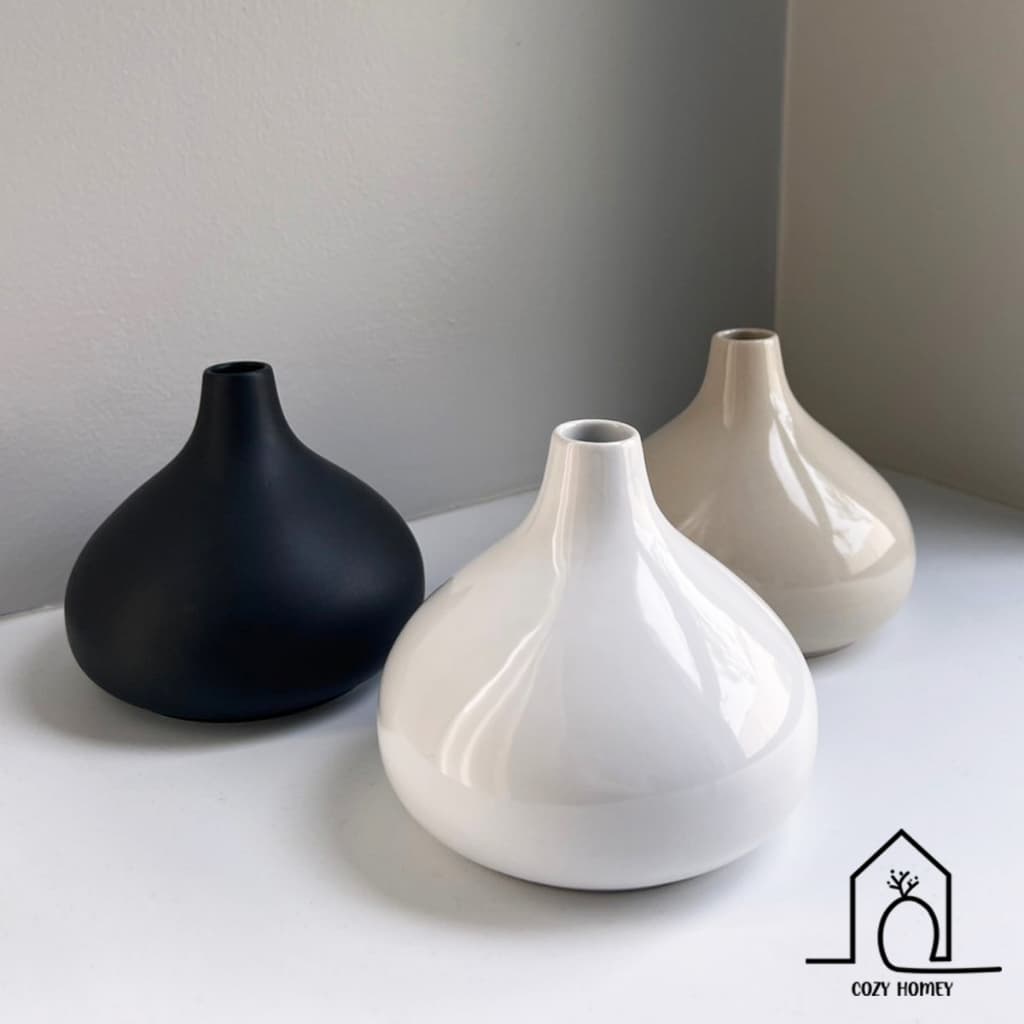 แจกันเซรามิก ทรงกลม ของแต่งบ้านมินิมอล | Ceramic Vase - Cozy Homey รูปที่ 1