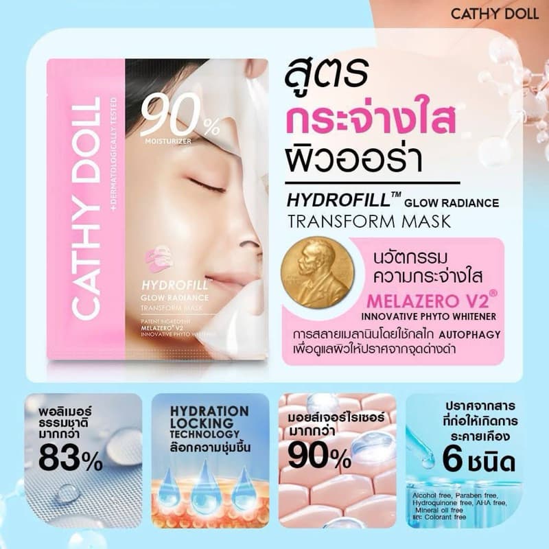 Cathy Doll Hydrofill Transform Mask 90% Miosturizer 33g มาสก์ไฮโดรเจล แผ่นมาสก์หน้า รูปที่ 2