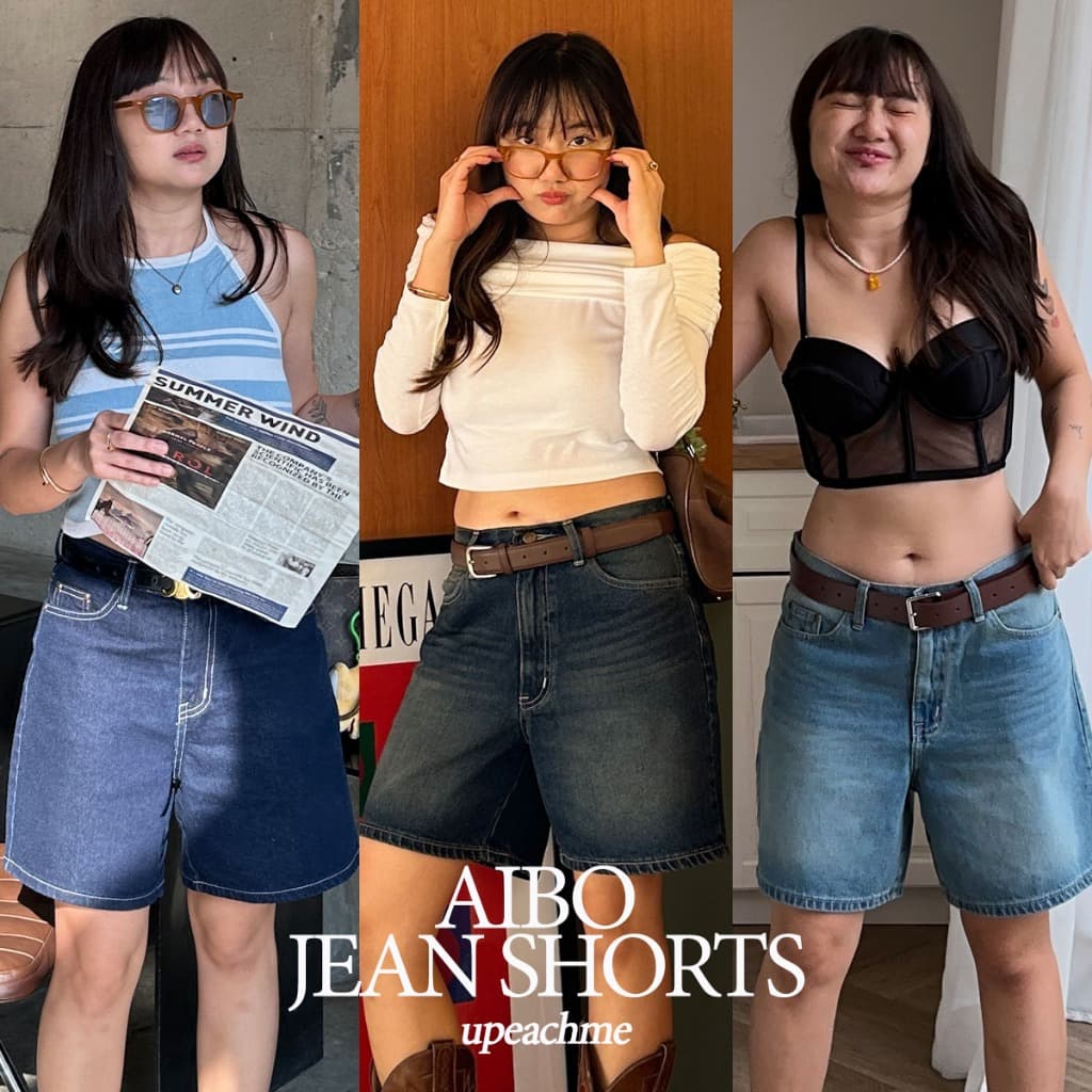 upeachme AIBO JEAN SHORTS กางเกงยีนส์ขาสั้นทรงสามส่วน ใส่ได้ทั้งเอวสูง/เอวกลาง/เอวต่ำ ยีนส์สั้นสีสนิม รูปที่ 1