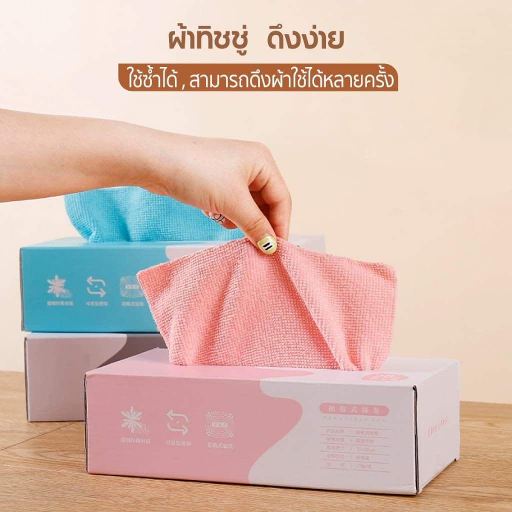 ผ้าไมโครไฟเบอร์ ผ้าทำความสะอาดในครัว ผ้าทำความสะอาดแบบใช้แล้วทิ้ง ผ้าขี้ริ้ว ผ้าซับน้ำได้ดี 1กล่อง20ผืน รูปที่ 7