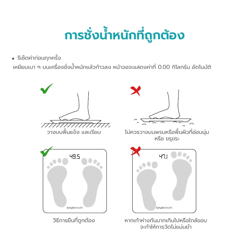 Simple health เครื่องชั่งน้ำหนัก เครื่องชั่งดิจิตอล weight scale ระบบเซ็นเซอร์อัจฉริยะ รับประกัน 1 ปี รูปที่ 7