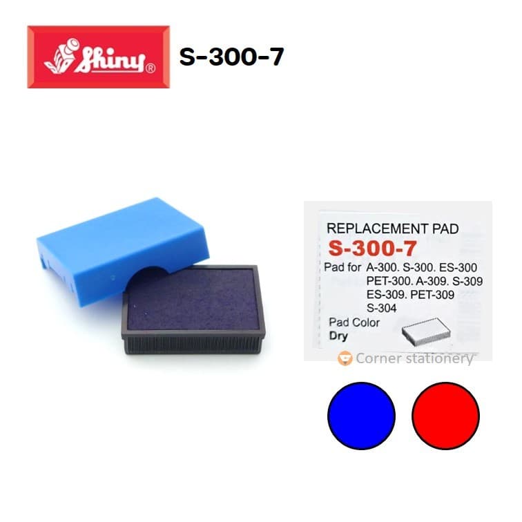 ตลับหมึกตรายาง shiny รุ่น S-300-7 น้ำเงิน,แดง สำหรับตรายางรุ่น A300 S300 ES300 PET300 A309 S309 รูปที่ 1