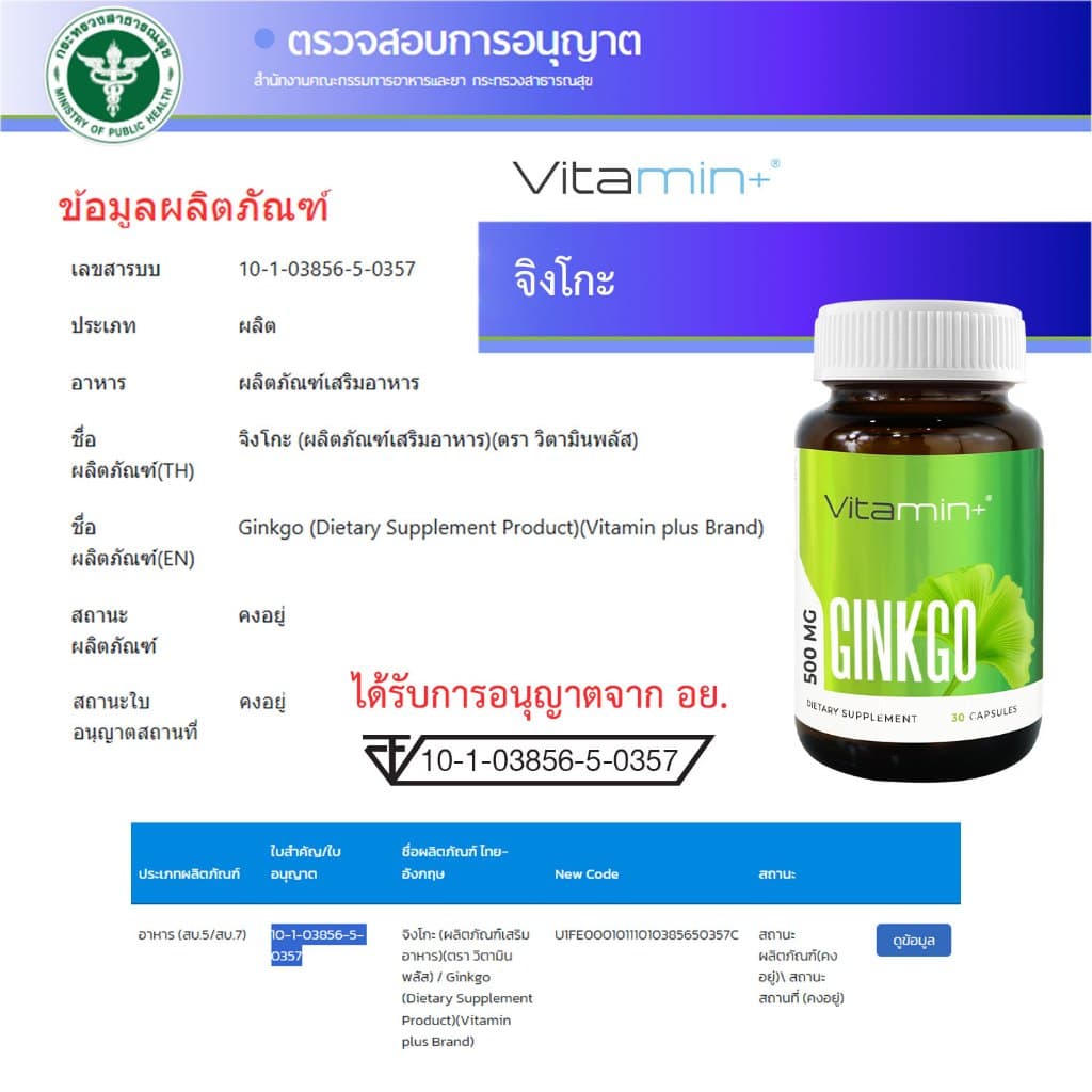 จิงโกะ วิตามินพลัส Ginkgo Vitamin plus จิงโกะพลัส วิตามินบีรวม Ginkgo plus Vitamin B Complex ใบจิงโกะสกัด รูปที่ 6
