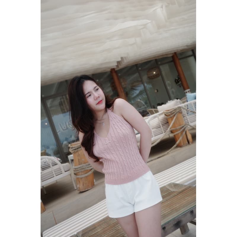 Mabel sun knit เสื้อคล้องคอไหมพรหมติดโลโก้เงิน รูปที่ 6