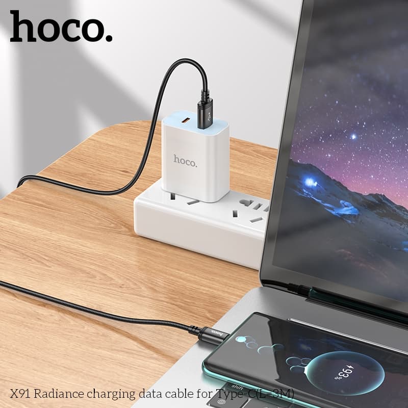 Hoco X91 สายชาร์จ 3 เมตร Type-C 3.0A charging cable for Type-C 3M รูปที่ 3