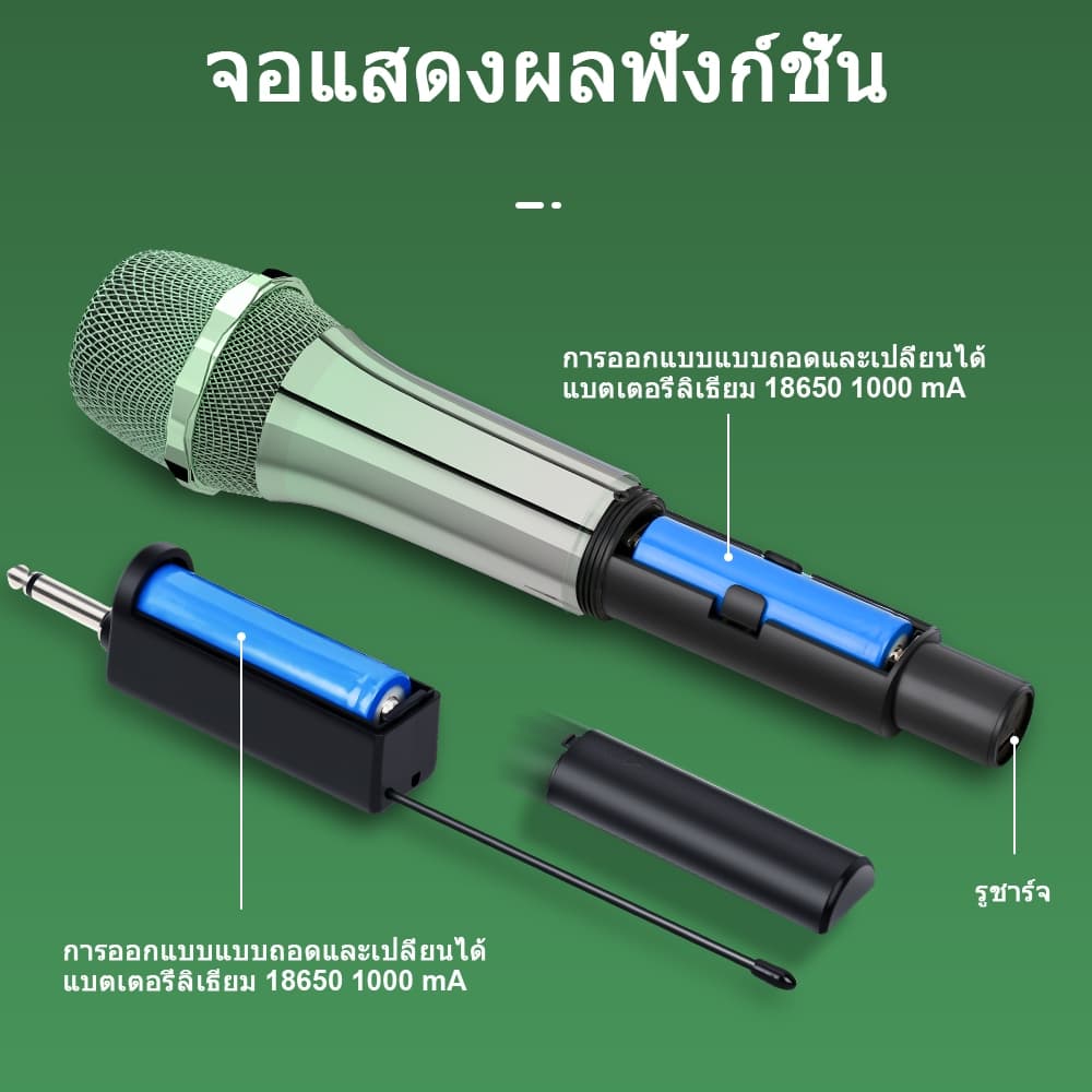 New Baxs ไมโครโฟนคู่ไร้สาย UHF รุ่นEU601/EU602ไมโครโฟนชาร์จแบบชุบสี ระยะ 5V 50 ม ฟุต สำหรับปาร์ตี้ ร้องเพลงคาราโอเกะ KTV รูปที่ 8