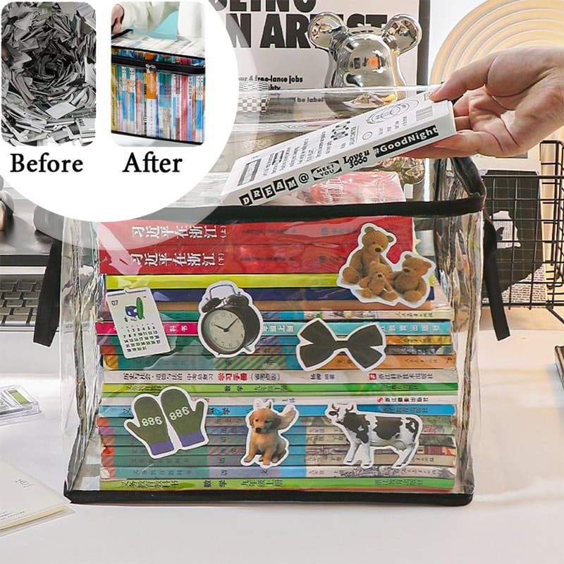 ของมาใหม่！กระเป๋าจัดเก็บหนังสือ PVC แบบใส มีซิป สําหรับนักเรียน รูปที่ 9