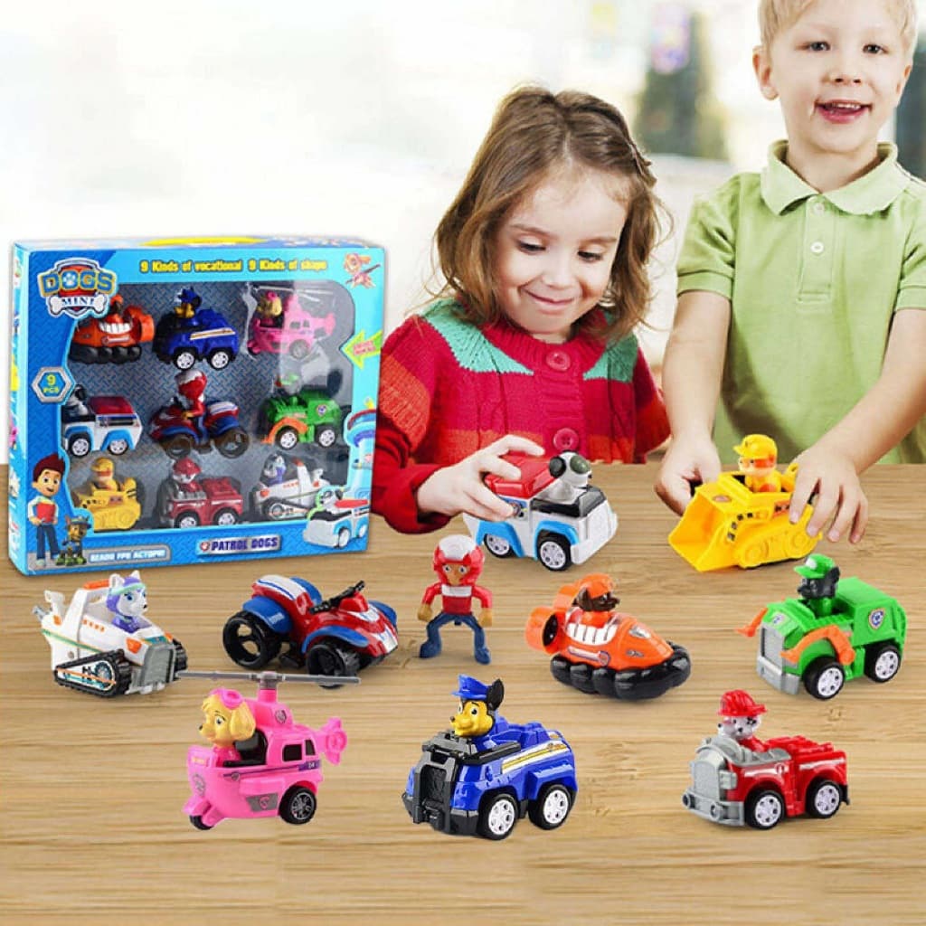 ของเล่นรถ PAW Patrol Winding Car Toys 6/9เปลี่ยนรูปได้+ลงจากรถได้! 1 กล่องมีรถ 6-9 คัน ของเล่นเด็กเสริม รูปที่ 5