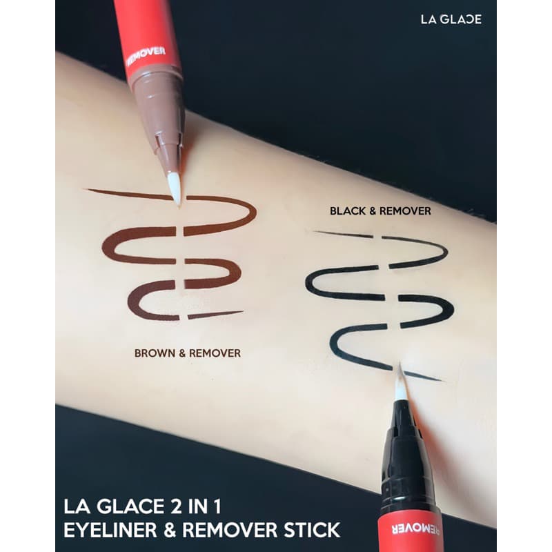 LA GLACE 2in1 EYELINER & REMOVER อายไลเนอร์ 2 หัวในแท่งเดียว เส้นคมชัด ติดทน กันน้ำ กันเหงื่อ ไม่แพนด้า รูปที่ 2