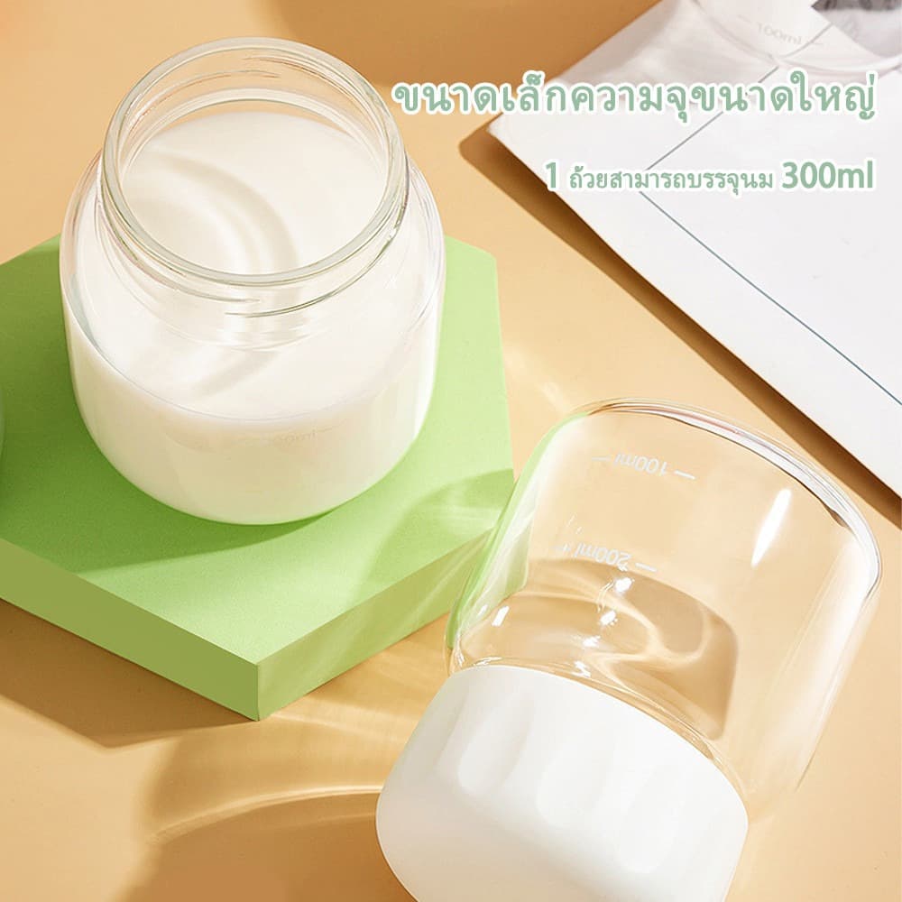 แก้วกาแฟ แก้วใส่น้ำ ขวดน้ําพกพา 300ml สไตล์มินิมอล ใส่ได้ทั้งน้ำร้อนน้ำเย็น แก้วใส มี 3 สี รูปที่ 6