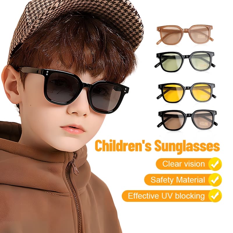 แว่นตาเด็ก แว่นกันแดด ป้องกันรังสี UV400 แว่นตาแฟชั่น สีทึบ