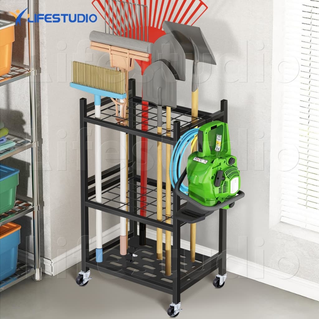 ชั้นเก็บอุปกรณ์ทำสวน มีล้อเลื่อน แข็งแรง ทนทาน จัดระเบียบเครื่องมือ เหมาะสำหรับโรงรถ รูปที่ 2