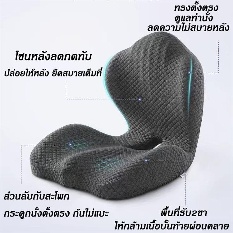 เมมโมรี่โฟมแท้ 100% เบาะรองหลัง + เบาะรองนั่ง เบาะรองนั่งเก้าอี้ทํางาน รองรับหลังส่วนล่าง ลดอาการปวดเมื่อย ไม่ยุบตัว รูปที่ 3