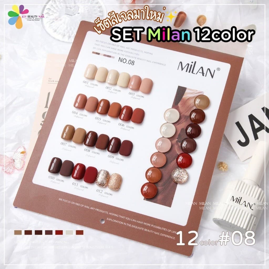 Set สีเจล MILAN 12สี โทนสียอดฮิต โทนแดง พาสเทล สีไซรัป ฟ้า น้ำตาล สีซัมเมอร์ รูปที่ 8
