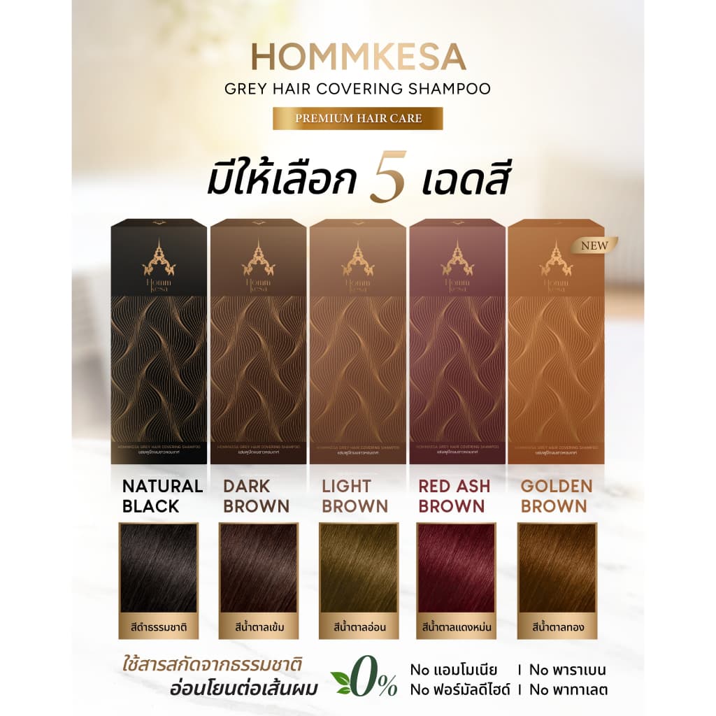 Hommkesa SET แชมพูปิดผมขาว+แชมพูบำรุง+ทรีทเม้นท์ แถมฟรีผ้าขนหนู รูปที่ 7