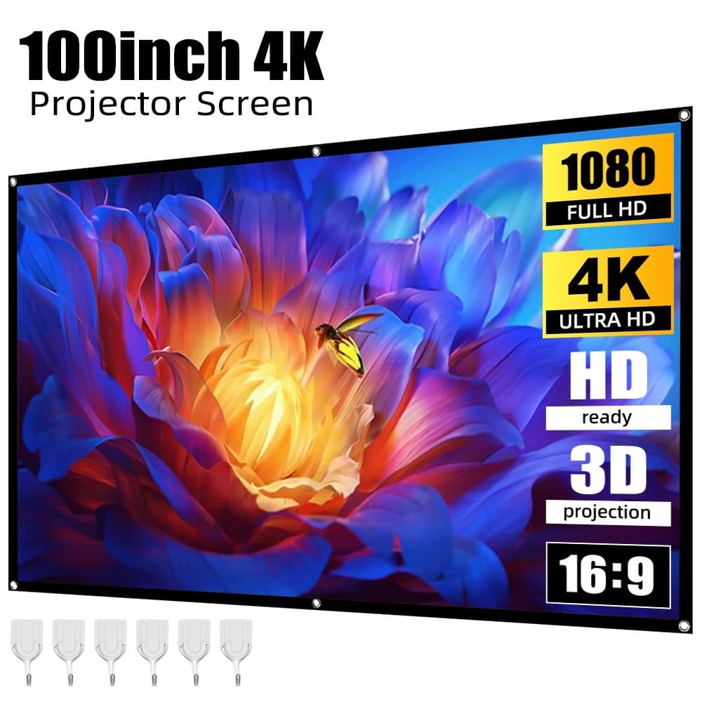 GOOJODOQ หน้าจอโปรเจคเตอร์ Hd พับได้ แบบพกพา สําหรับโฮมเธียเตอร์ ฉายภาพยนตร์ ในร่ม กลางแจ้ง รูปที่ 8