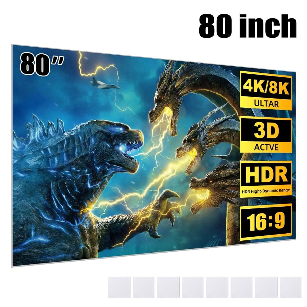 GOOJODOQ หน้าจอโปรเจคเตอร์ Hd พับได้ แบบพกพา สําหรับโฮมเธียเตอร์ ฉายภาพยนตร์ ในร่ม กลางแจ้ง รูปที่ 7