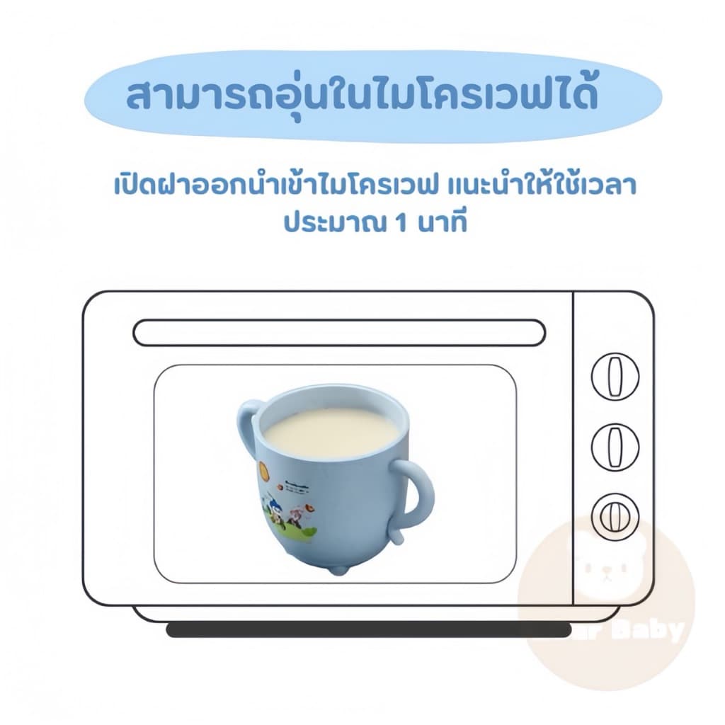 แก้วหัดดื่มเด็ก ถ้วยหัดดื่ม มีฝาซิลิโคนให้ มีกันกระแทก แก้วน้ำเด็ก รูปที่ 7
