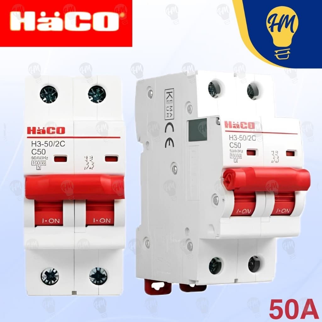 Haco เซอร์กิตเบรกเกอร์ MCB 2P 40A 50A 63A รุ่น H3 รูปที่ 2