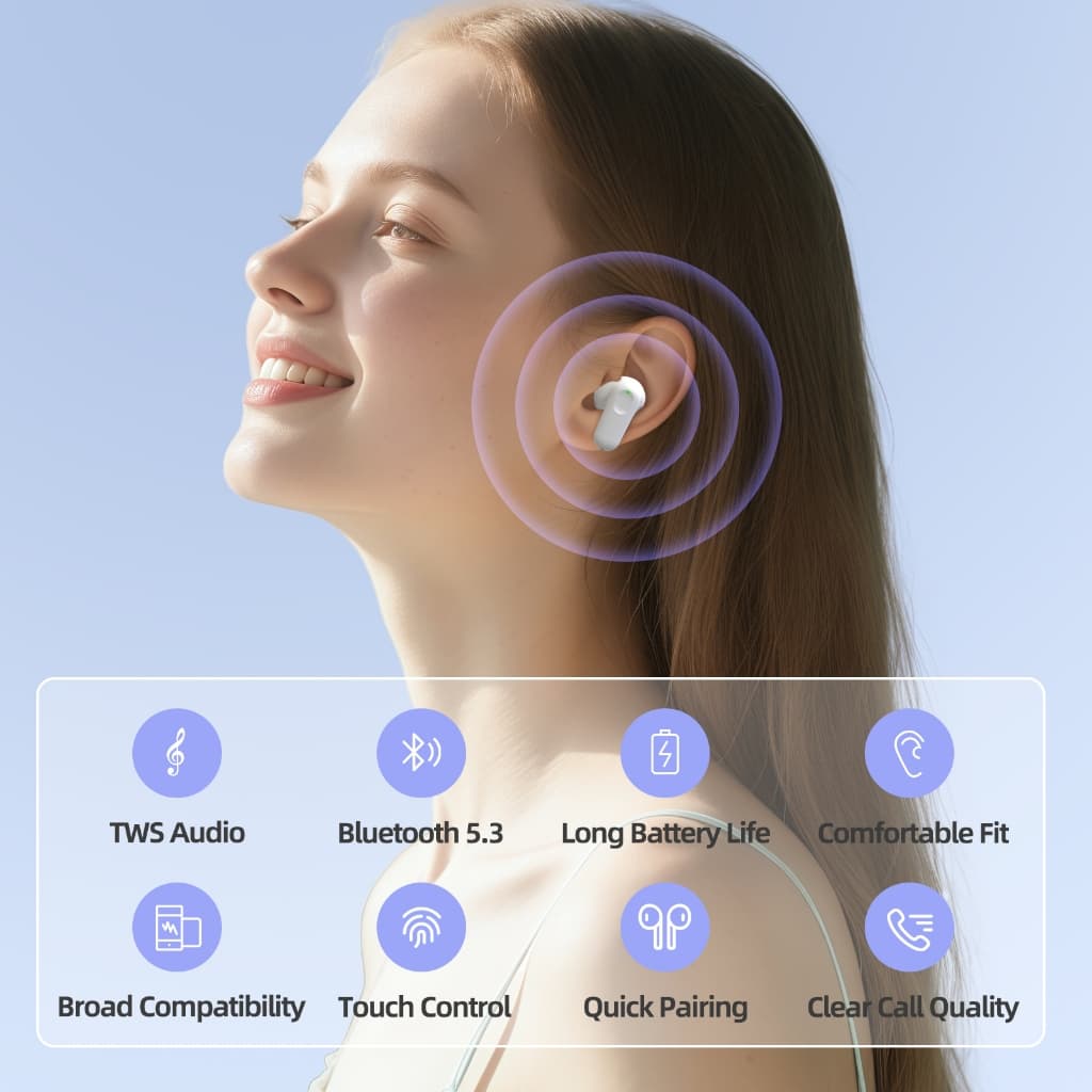 GOOJODOQ J233 หูฟังบลูทูธ หูฟัง Bluetooth 5.3 เสียงคุณภาพสูง ควบคุมสัมผัส Type C หูฟังไร้สาย รูปที่ 2