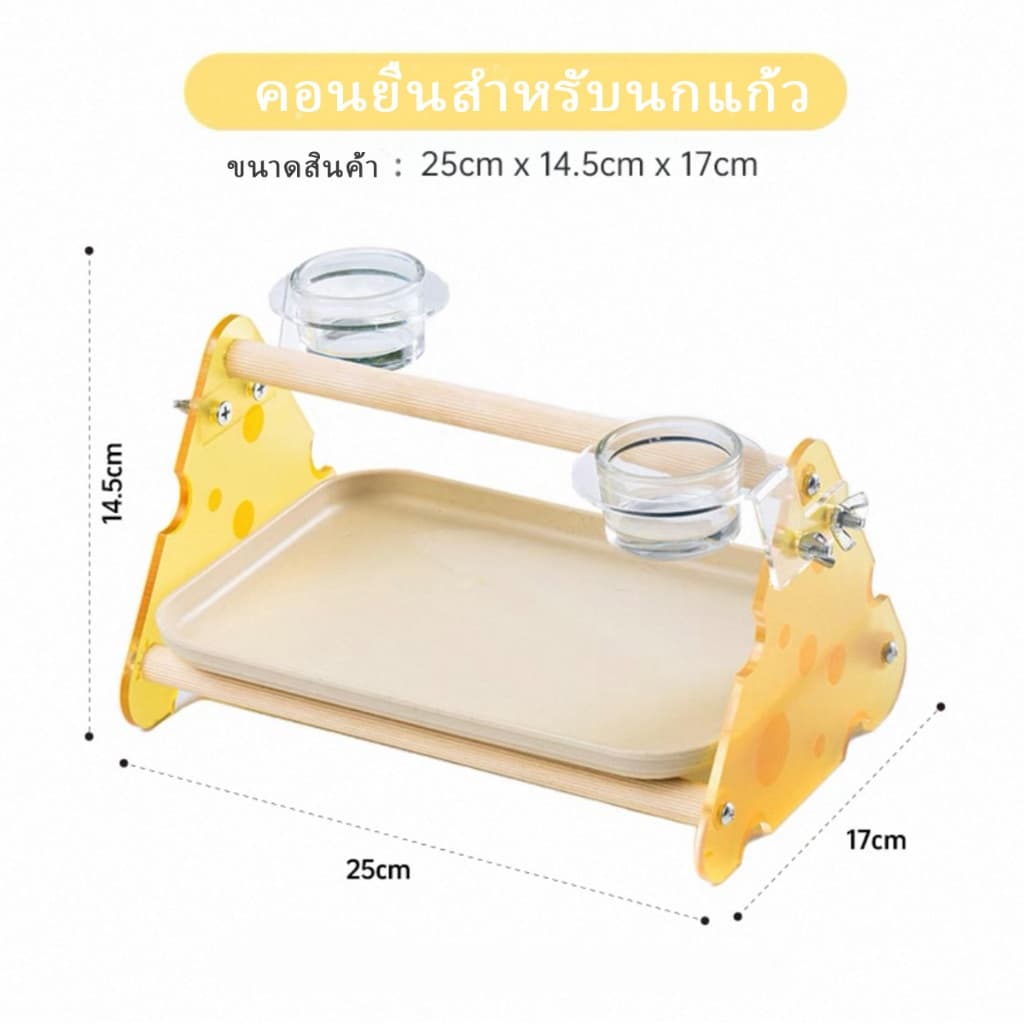 99PET คอนยืนนกแก้ว พร้อมถาดรอง + ถ้วยอาหาร ถอดล้างง่าย แข็งแรง ทนทาน สำหรับนกขนาดเล็ก-กลาง รูปที่ 7