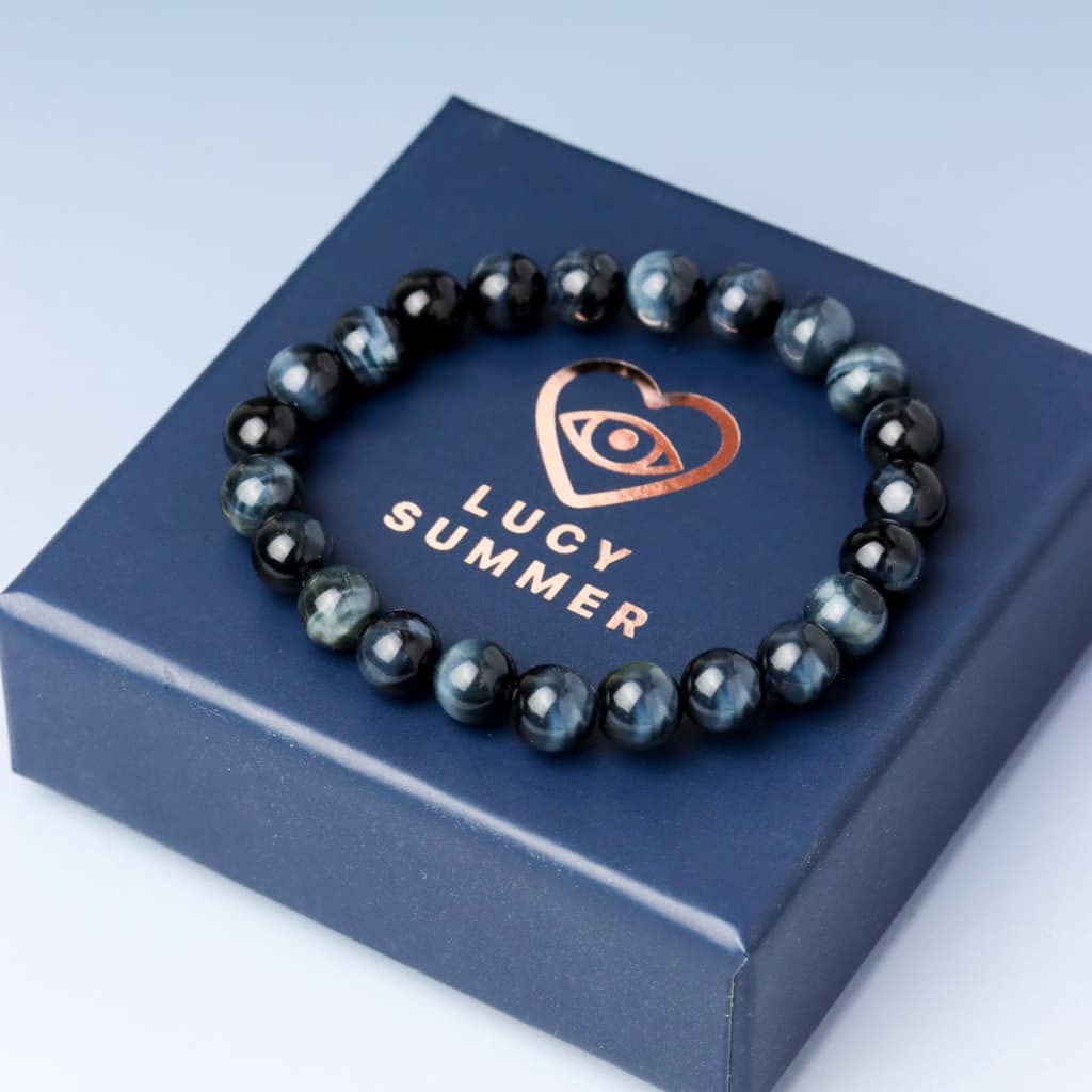 LUCYSUMMER กำไลข้อมือหินแท้ Blue Tiger’s eyes - บลูไทเกอร์อาย รูปที่ 1