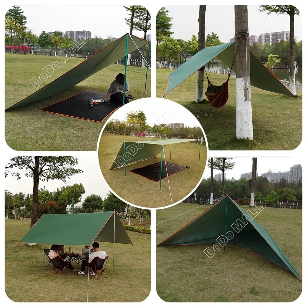 Nomad Nest ฟลายชีทครบชุด 3x3ม. 3x4ม. 3x6ม. ผ้าใบกันน้ำ 2000D กันUV50+ กันแดดจัด พร้อมเสา ถุงเก็บ รูปที่ 8