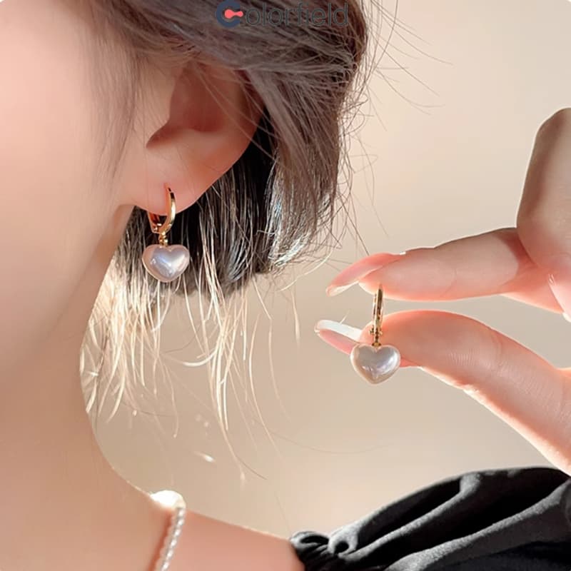 S925 ต่างหู รูปหัวใจ ไข่มุก เกาหลี ระดับไฮเอนด์ หวาน ไม่ทําให้แพ้ง่าย ผู้หญิง แฟชั่น เครื่องประดับ ของขวัญวันหยุด-COD รูปที่ 1